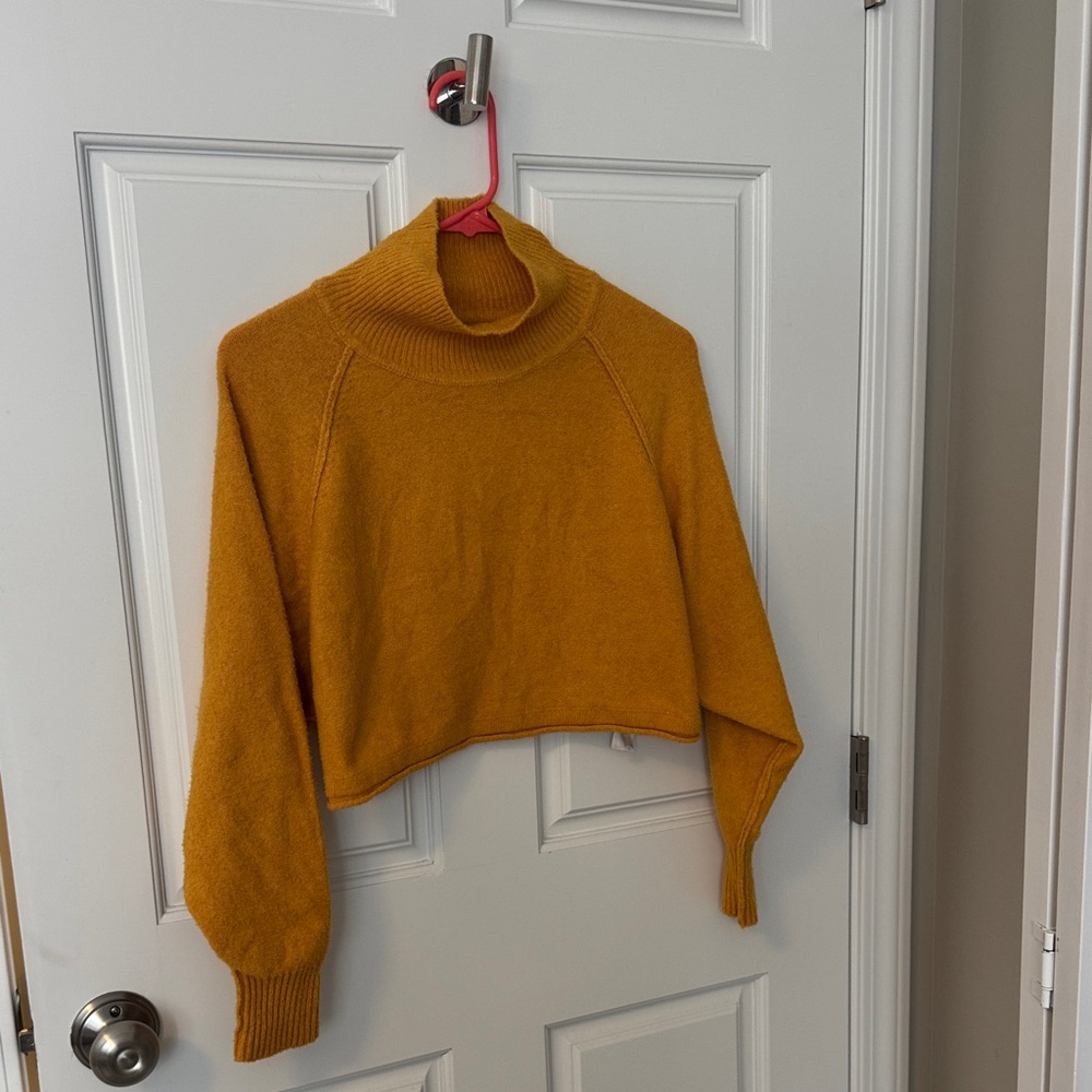Urban Outfitters Mustard Cowl Neck Cropped Sweater